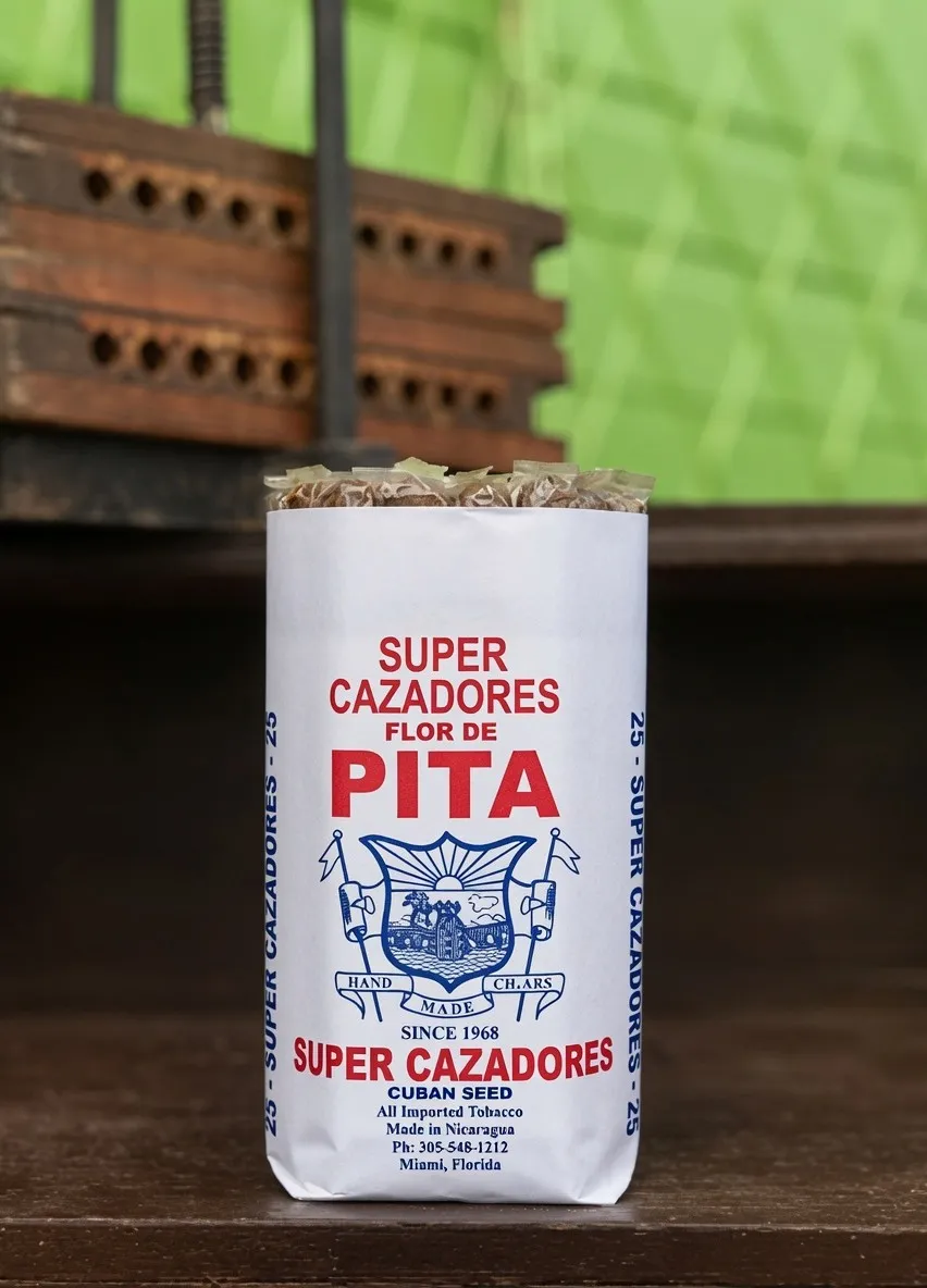 Super Cazadores Flor de Pita bundle of 25, paper-wrapped with the label reading Cuban Seed, all imported tobacco, made in Nicaragua