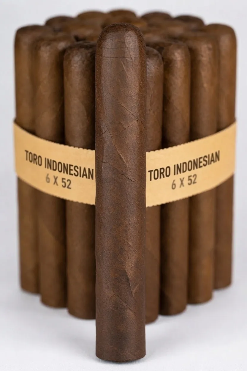 52 Regular bundle banded 6 x 52, with a single cigar standing forward